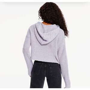 Aeropostale Solid Hooded Cropped V-Neck Sweater Purple Knit Sz M
